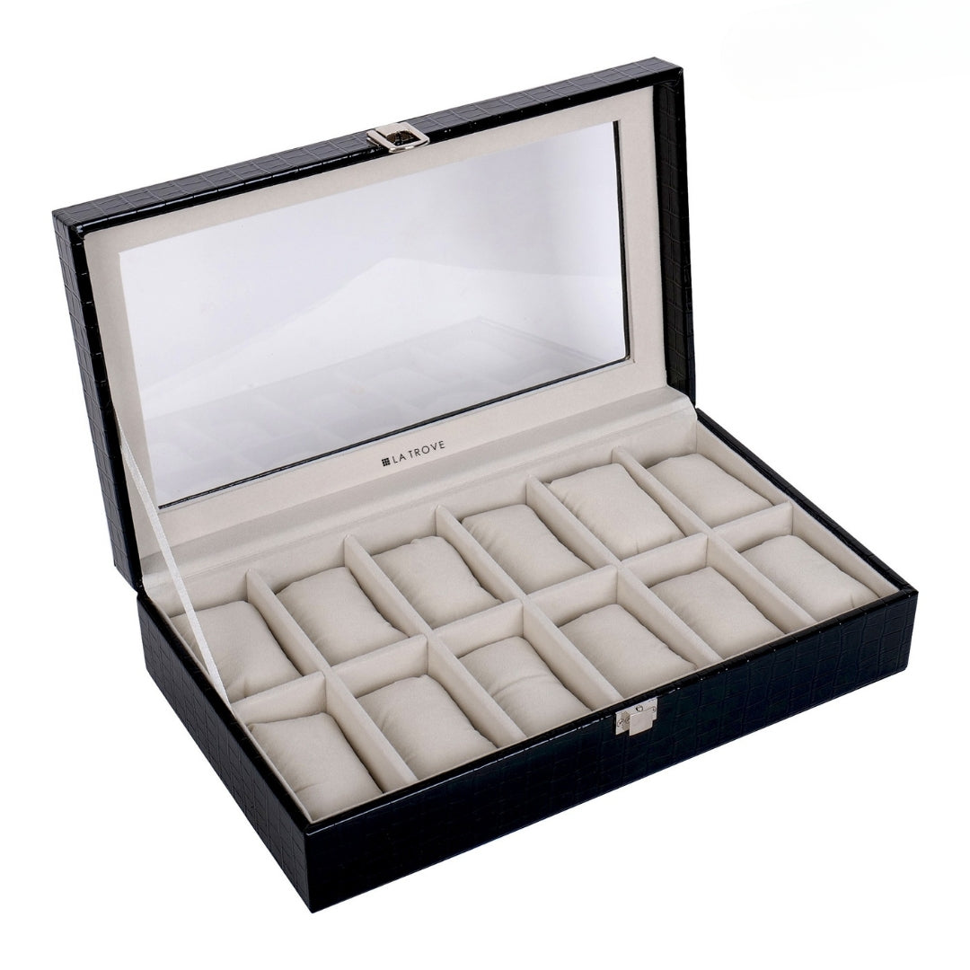 12 Slot Watch Box ( With Glass Top)